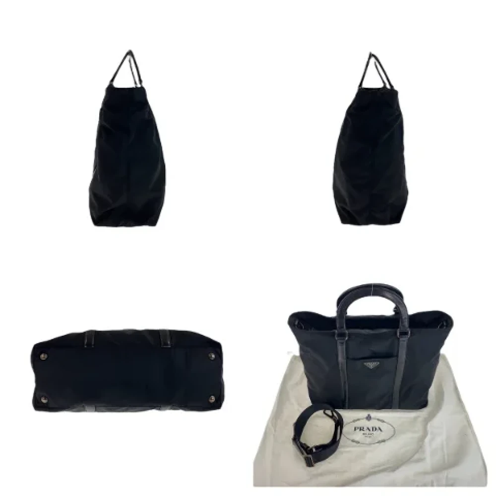 Prada Vintage Pre-owned Canvas handbags Black Heren