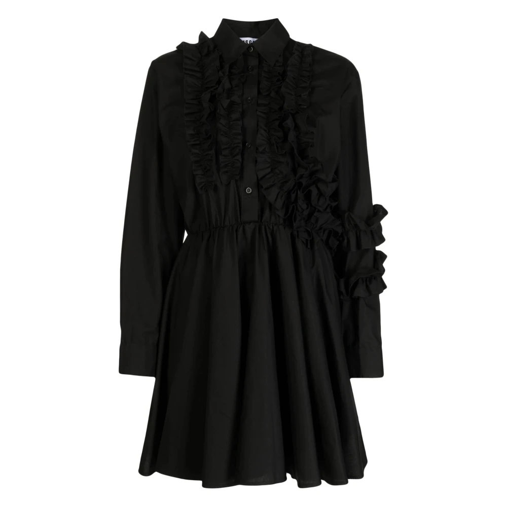 Msgm Casual Zwarte Katoenen Midi Jurk Black Dames