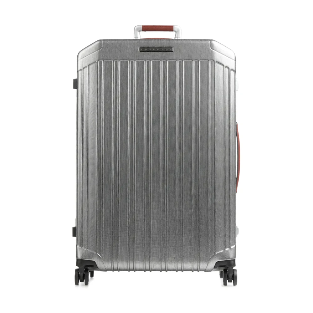 Piquadro Unisex Gray Hardshell Four-Wheel Trolley Luggage