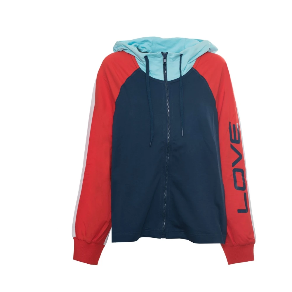 Moschino Stijlvolle Katoenen Bomberjack met Logo Blue Dames