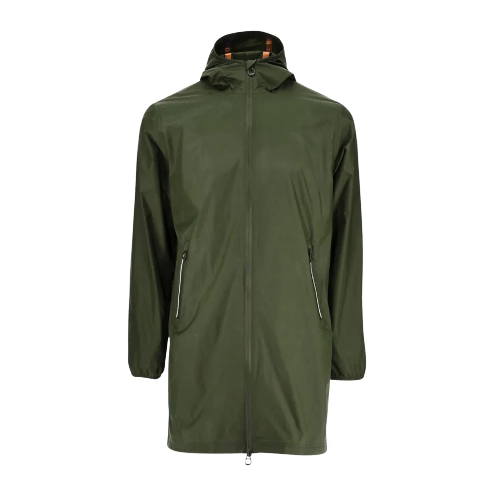 Jott Opvouwbare Lange Regenjas Reflecterende Rits Green Heren