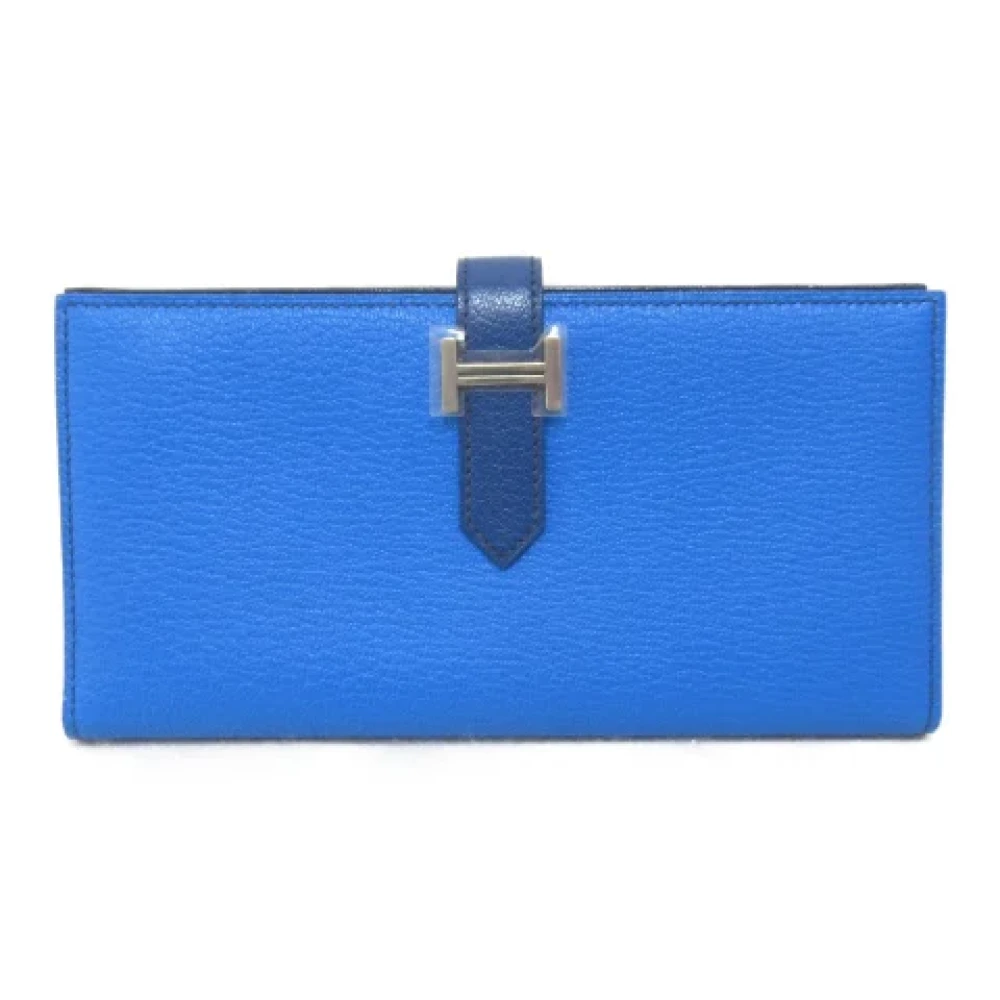 Hermès Vintage Pre-owned Leather wallets Blue Dames