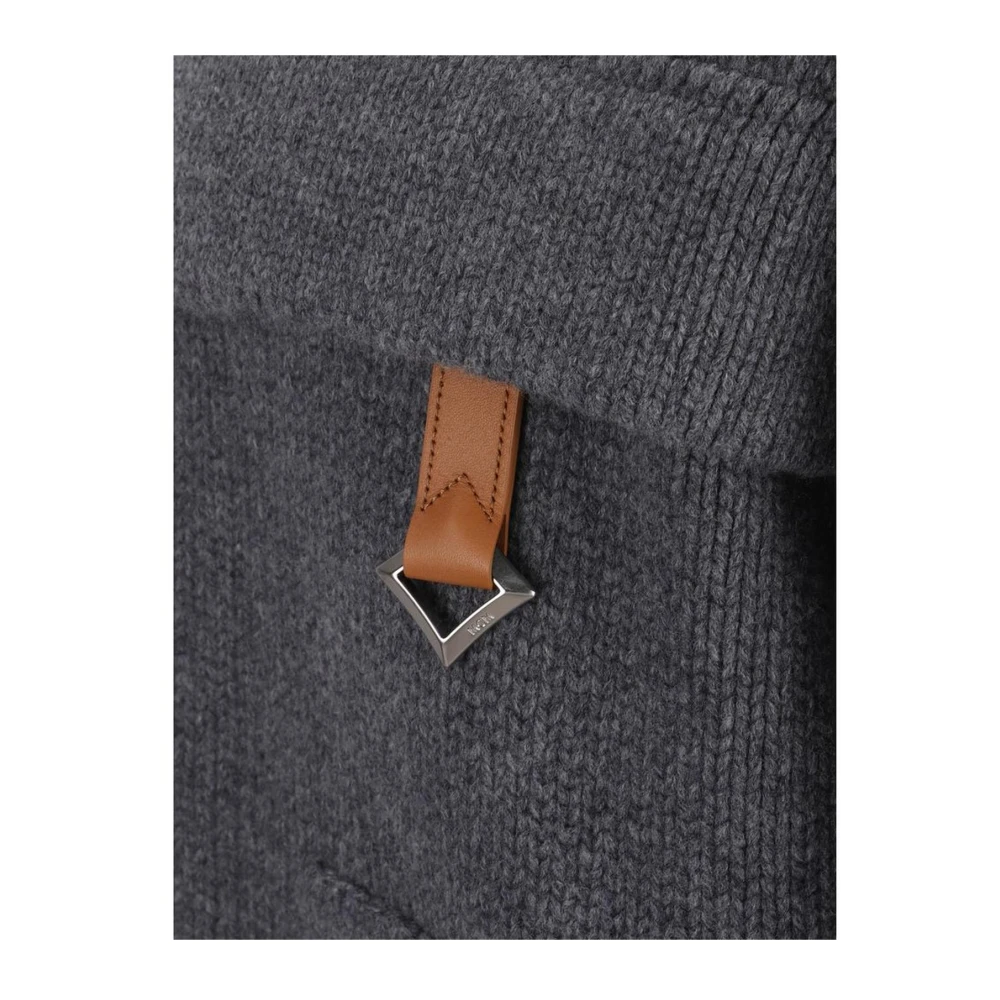 MCM Geribbelde Crew Neck Wollen Vest Gray Heren