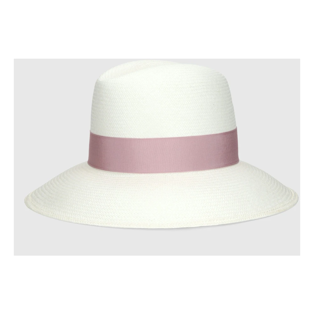 Borsalino Stijlvolle Panama Hoed met Brede Rand White Dames