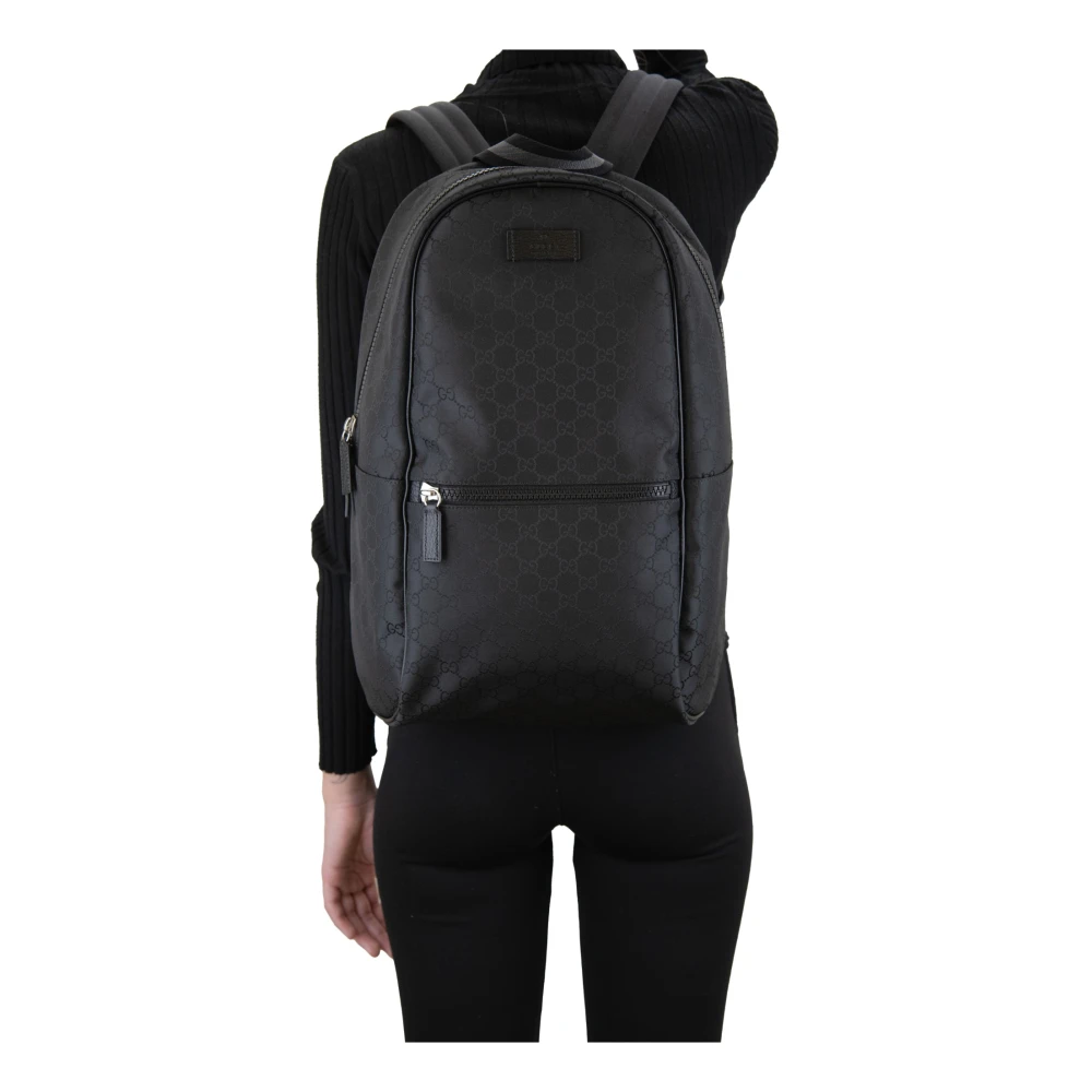 Gucci Stijlvolle rugzak met lederen details Black Dames