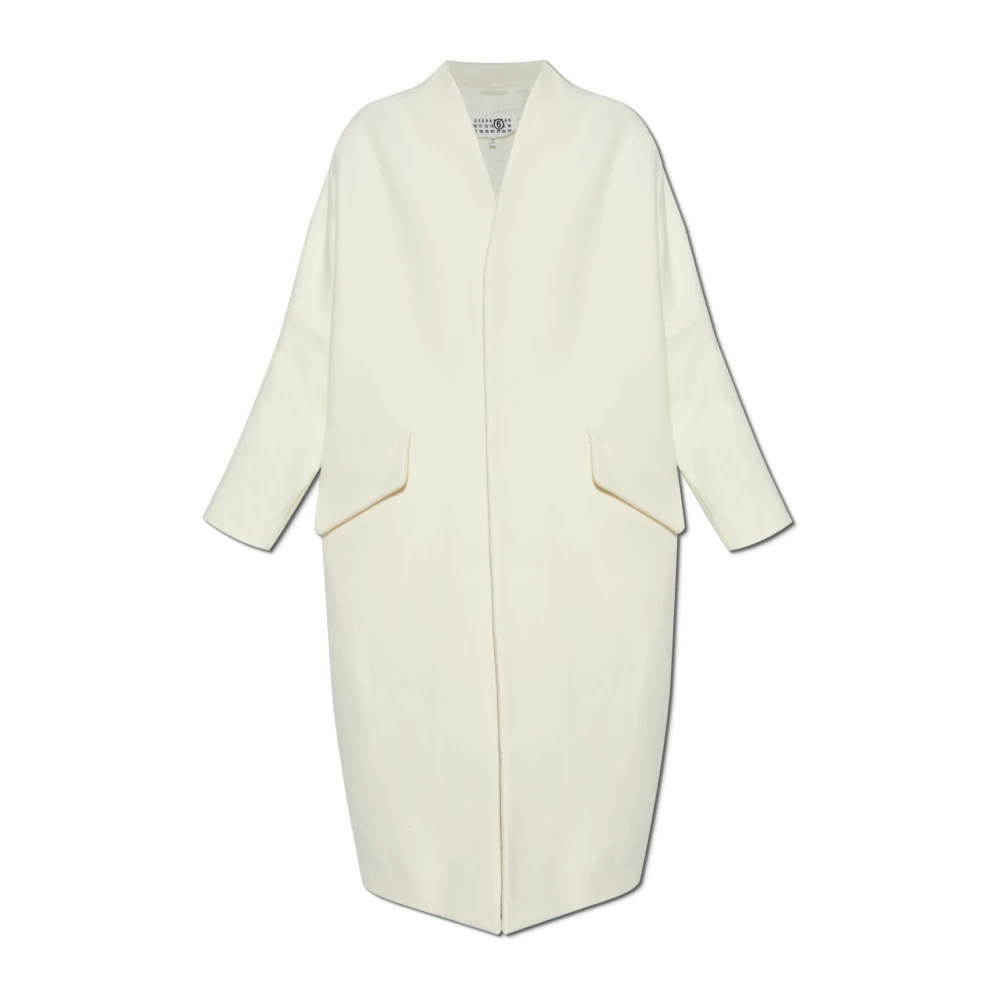 Mm6 Maison Margiela Donna Beige Cappotto Di Lana