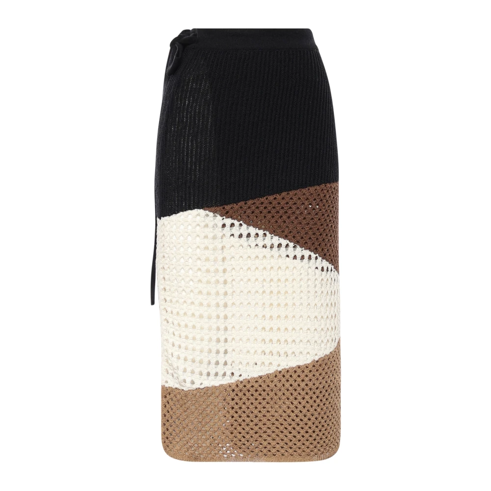 Akep Women's Multicolor Midi Skirts, M, Side-Tie Open-Knit Midi Skirt
