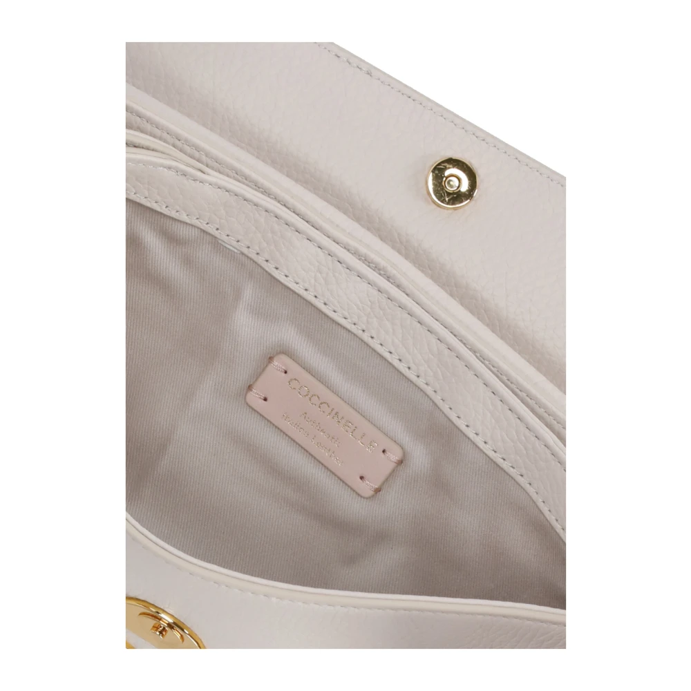 Coccinelle Ivoor Leren Schoudertas met Ketting Beige Dames
