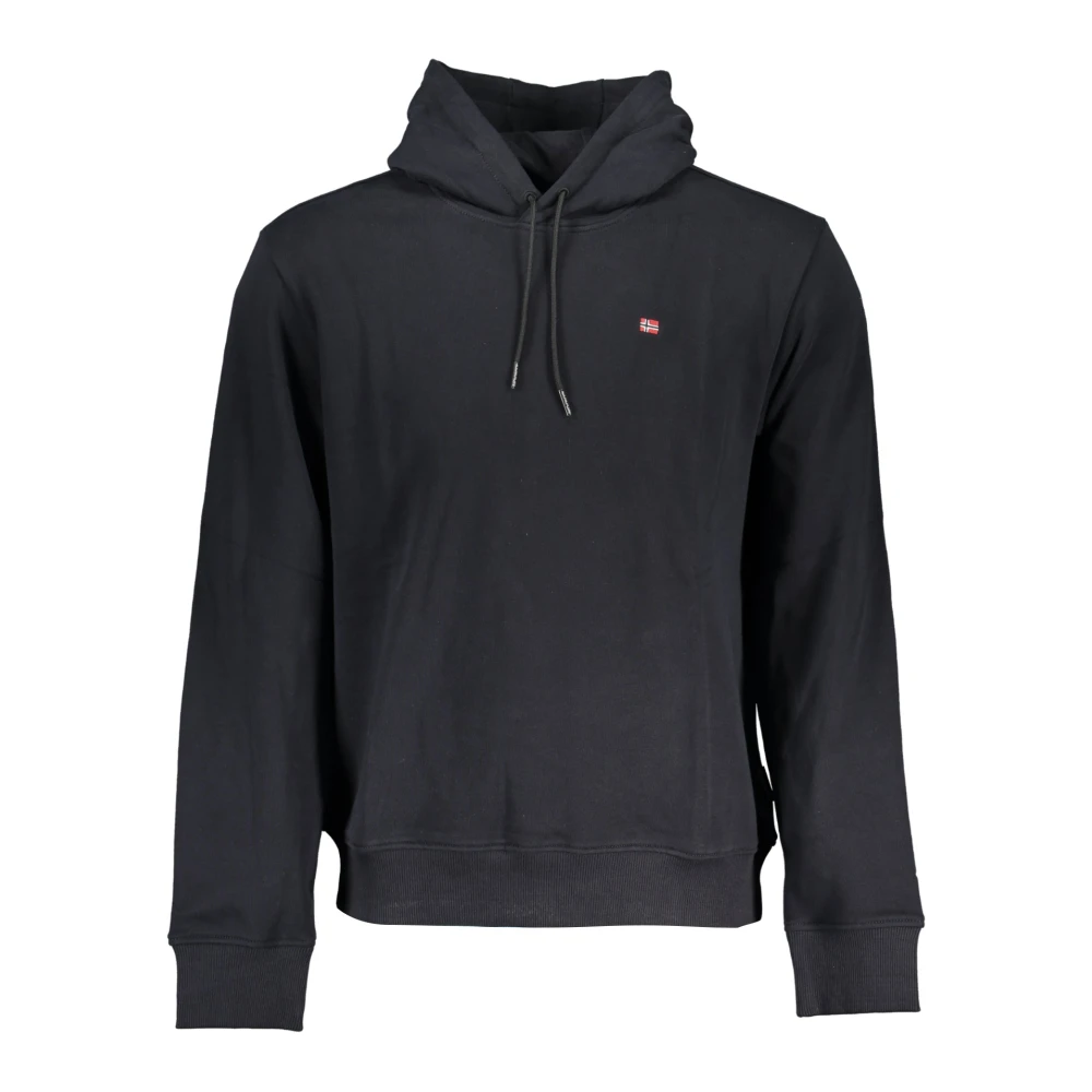 Napapijri , Hoodies, Male, Black, M, Black Hooded Sweatshirt With Zipper