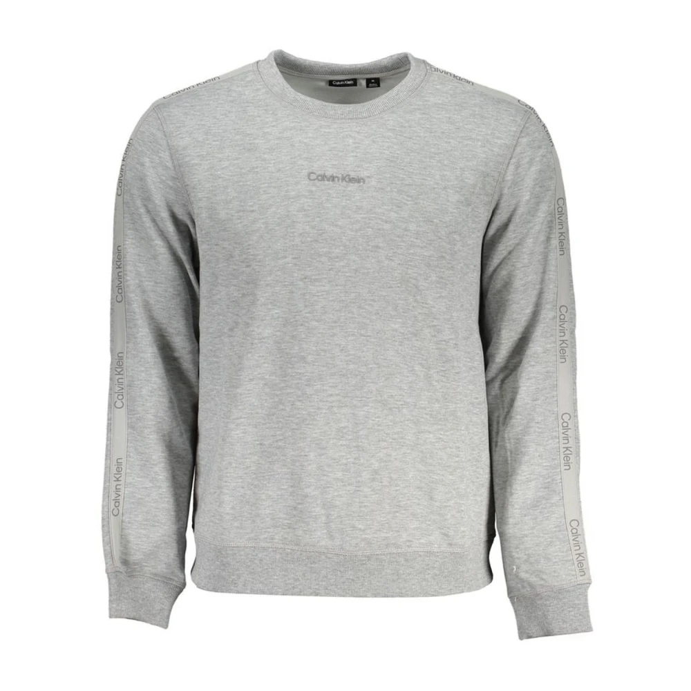 Calvin Klein Men's Gray Sweatshirts, 2XL, Sports Crewneck Long Sleeve Sweatshirt With Contrast Details And Logo Print