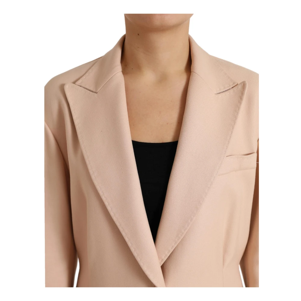 Dolce & Gabbana Beige Lange Wollen Jas Beige Dames