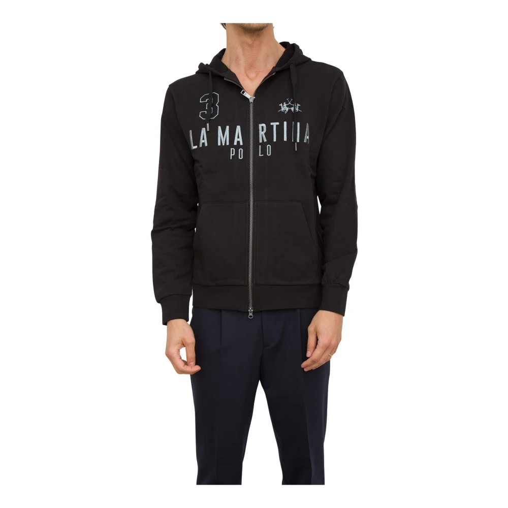 LA MARTINA Diagon Nero Full Zip Sweatshirt Black Heren