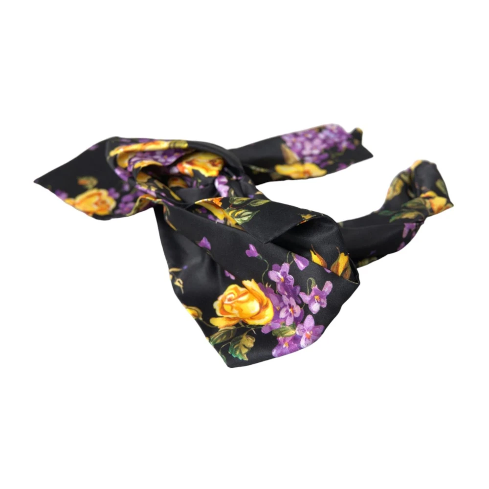 Dolce & Gabbana Zwart Bloemen Zijden Haarband Diadeem Multicolor Dames