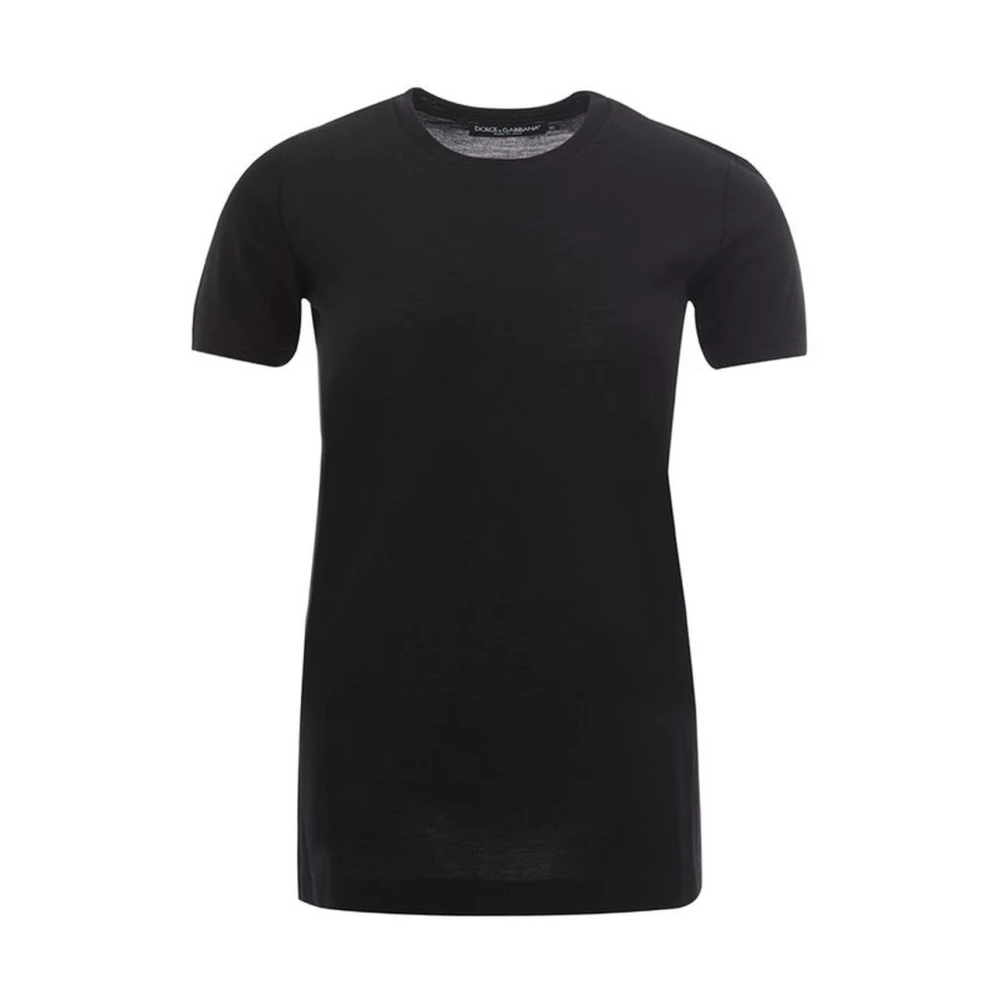 Dolce & Gabbana Zwarte Katoenen Crew Neck T-Shirt Black Dames