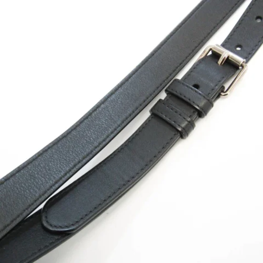 Burberry Vintage Tweedehands Zwarte Leren Crossbody Tas Black Dames