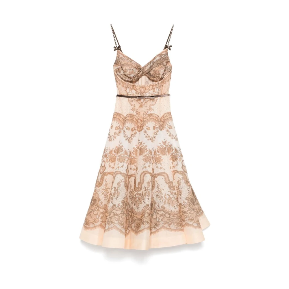 Zimmermann Bloemenkanten Jurk met Kristalversiering Beige Dames