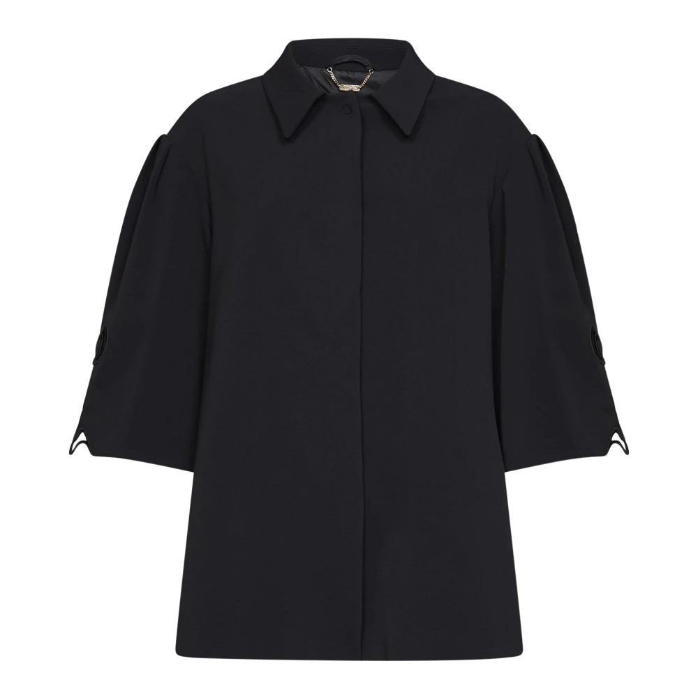 Blumarine Giacca Over In Cady Con Ricamo - Female - Light Jackets - Black - S - Jackets