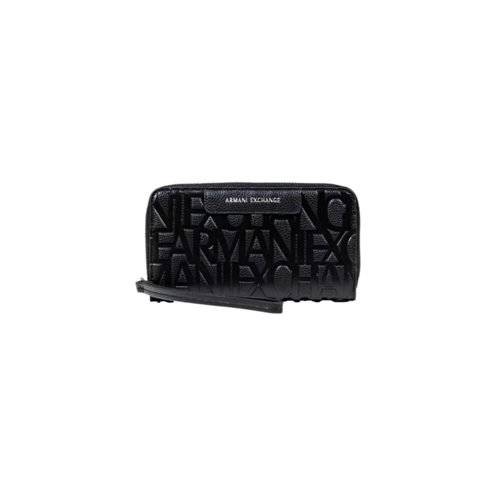Armani Exchange Women's Black Chic Zip-Around Wallet With Compartments