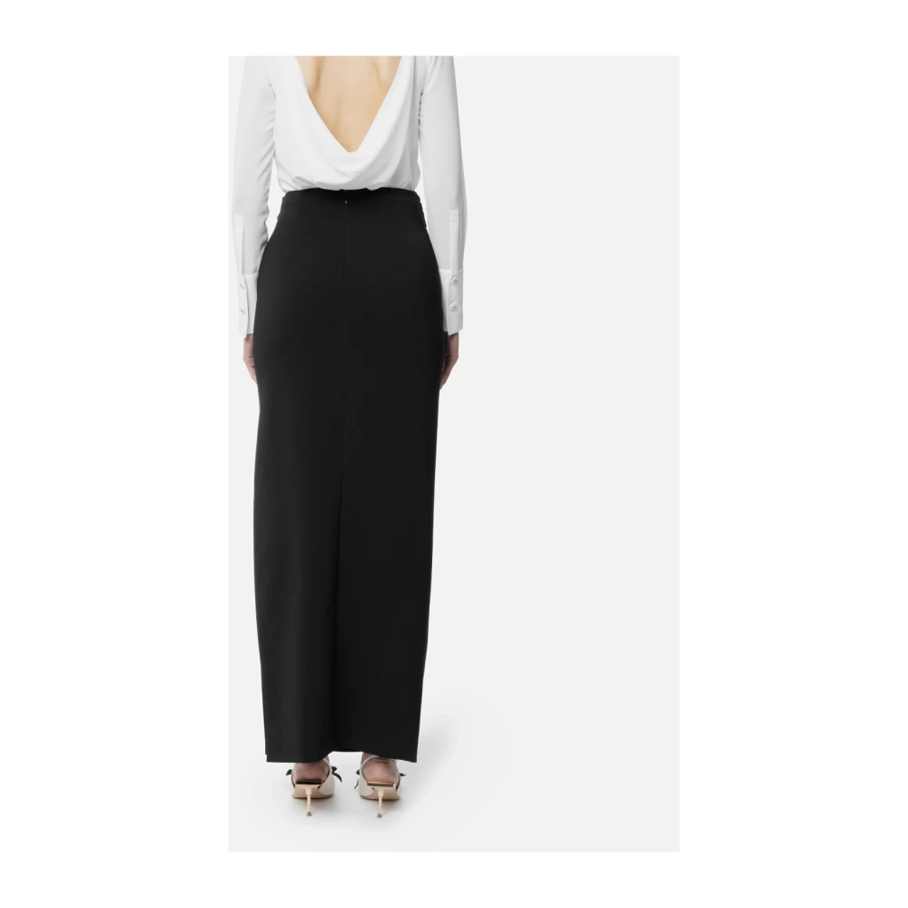Elisabetta Franchi Crêpe rok met satijnen strik Black Dames