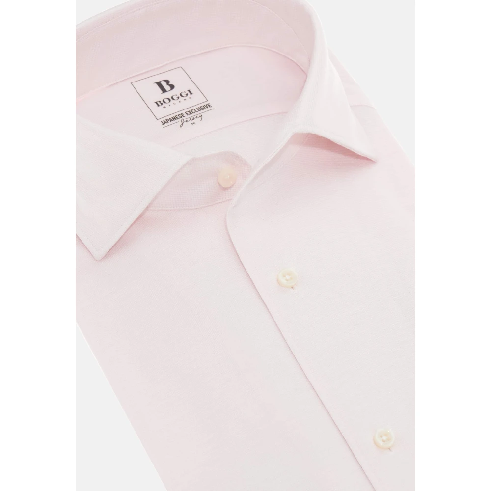 Boggi Milano Regular Fit Japanse Jersey Polo Shirt Pink Heren