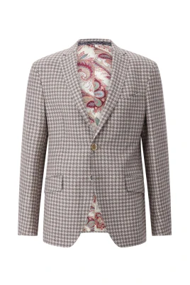 Klassisk Houndstooth Jacka med Paisley Foder