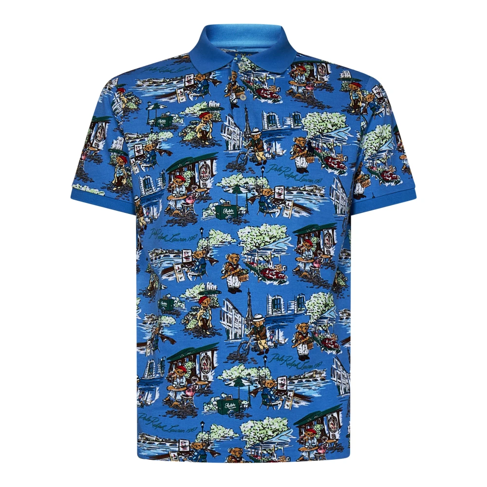 Ralph Lauren Blauw Polo Shirt met Berenlogo Blue Heren