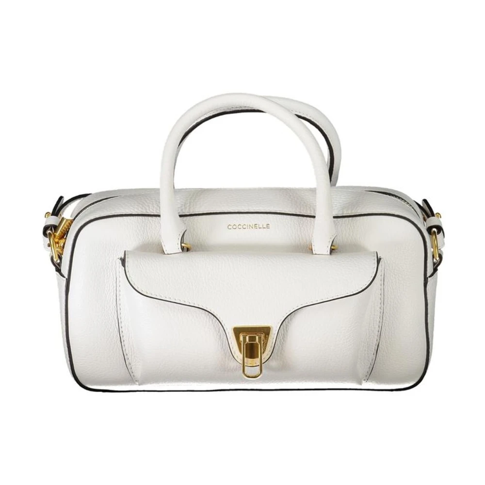 Coccinelle Witte leren handtas met meerdere zakken White Dames