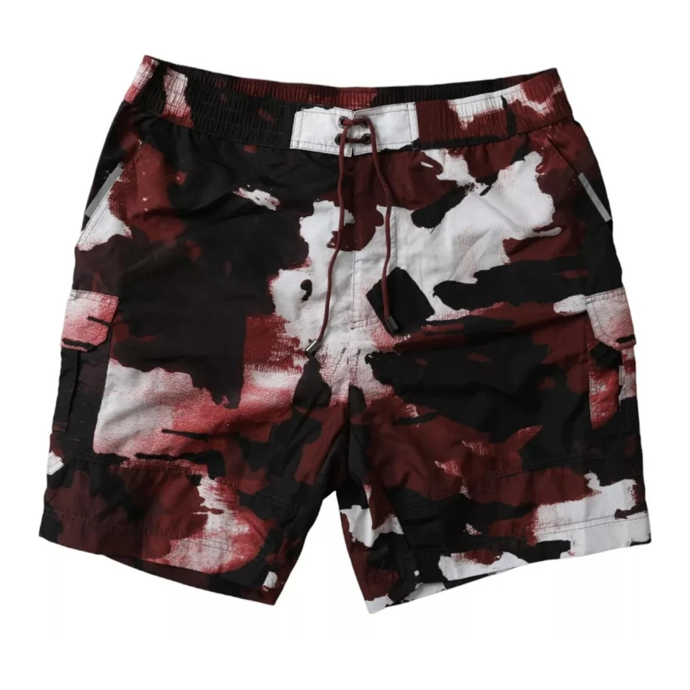 Dolce & Gabbana Men's Multicolor Beachwear,, Camouflage Swim Shorts With Pockets Small
