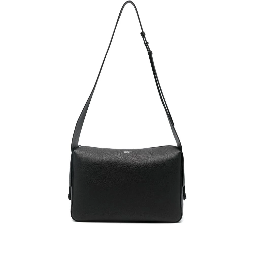 Salvatore Ferragamo Zwarte Bagage met Verstelbare Schouderband Black Heren