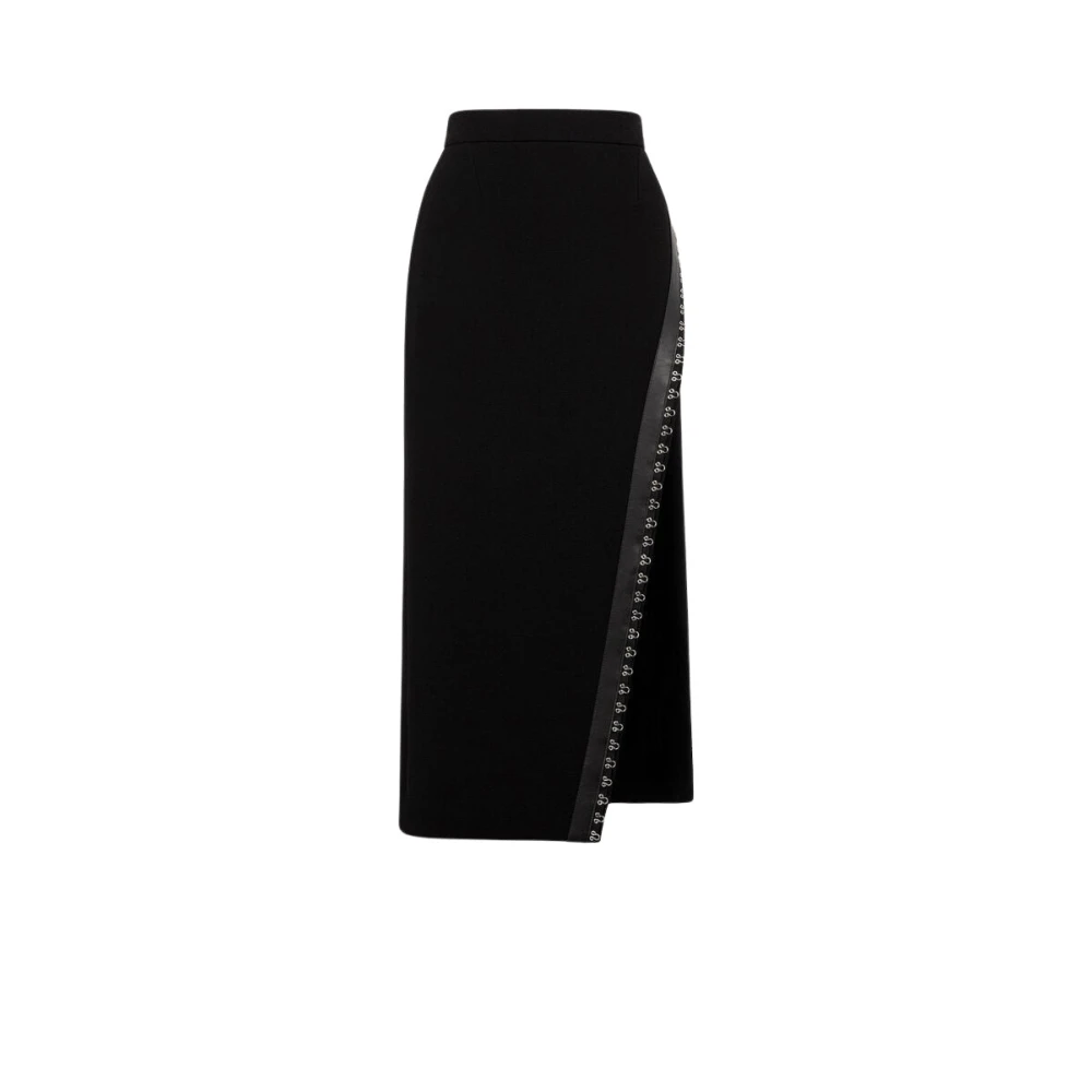 Roberto Cavalli Hooggetailleerde Leren Rok Black Dames