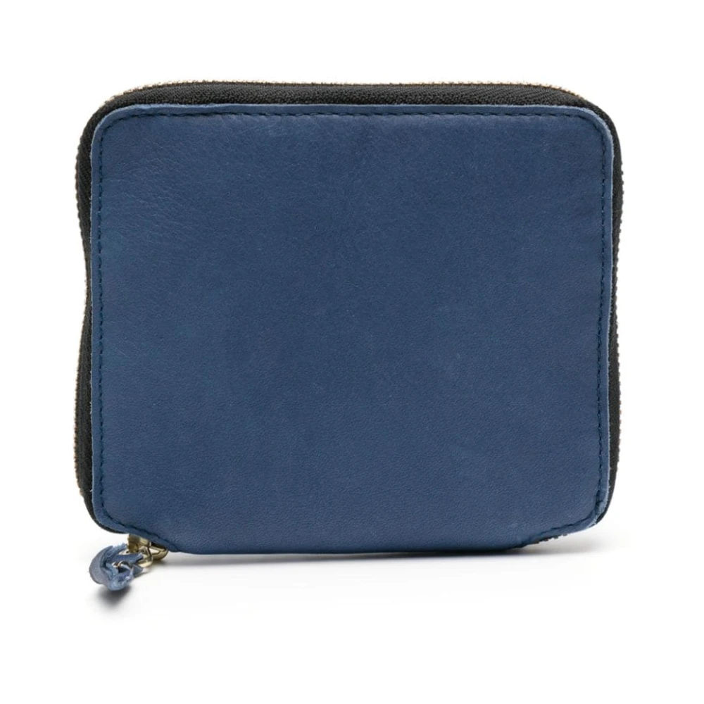 Comme des Garçons Blauw Leren Ritsportemonnee Blue Heren