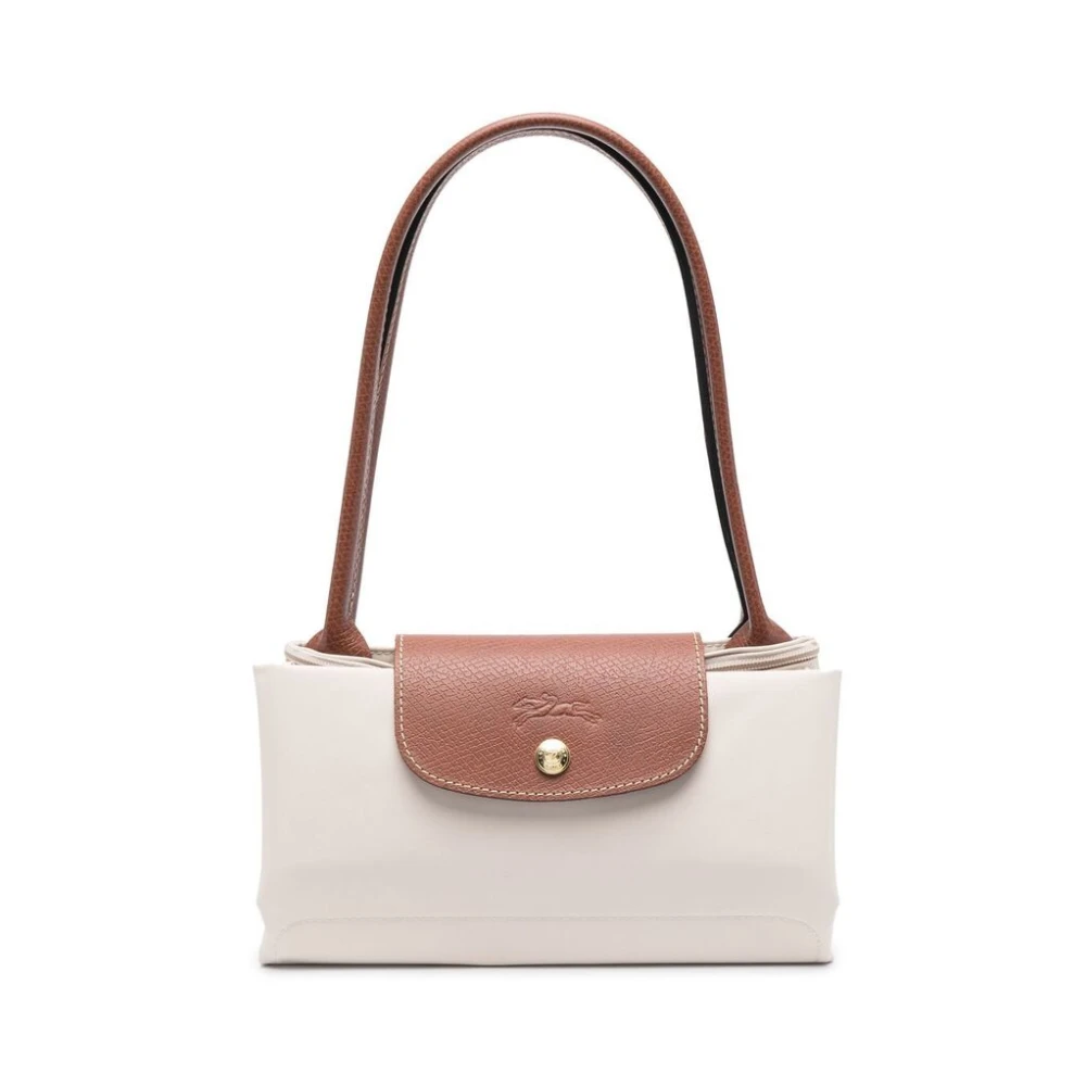 Longchamp Off-White Opvouwbare Leren Handtas White Dames