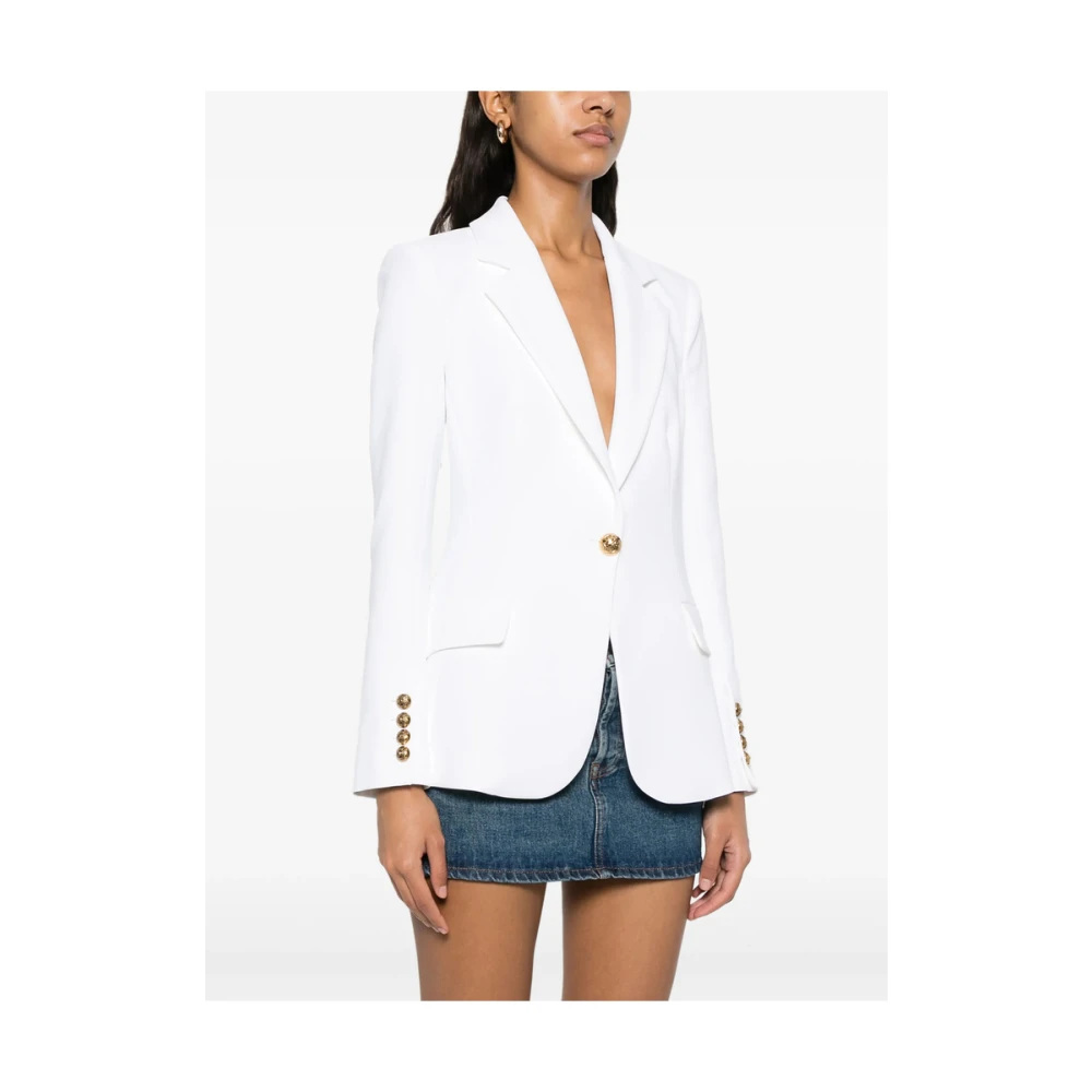Elisabetta Franchi Witte Geknoopte Tailleur met Schoudervullingen White Dames