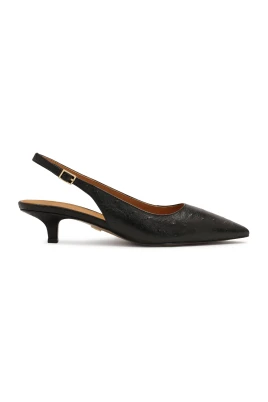 Svarta Slingback-pumps i präglat läder