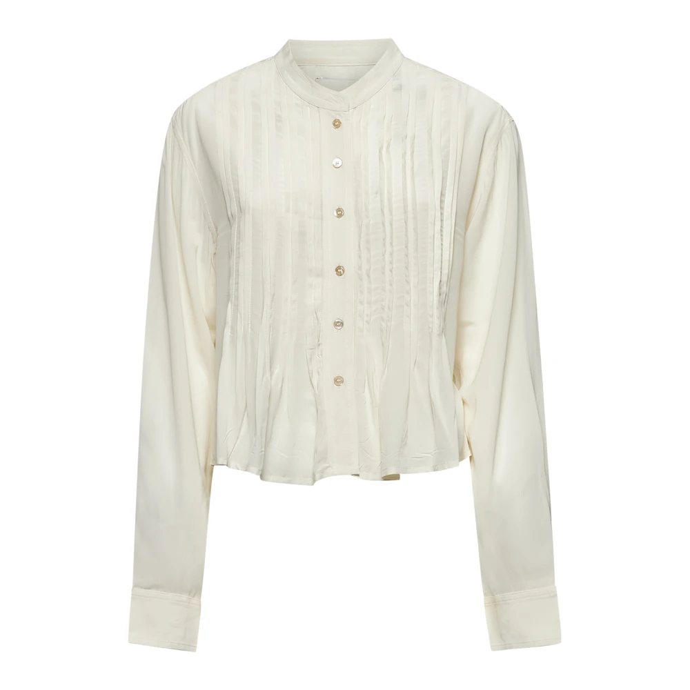 Isabel marant Mandarijn Kraag Ivoor Blouse met Plooien Beige Dames