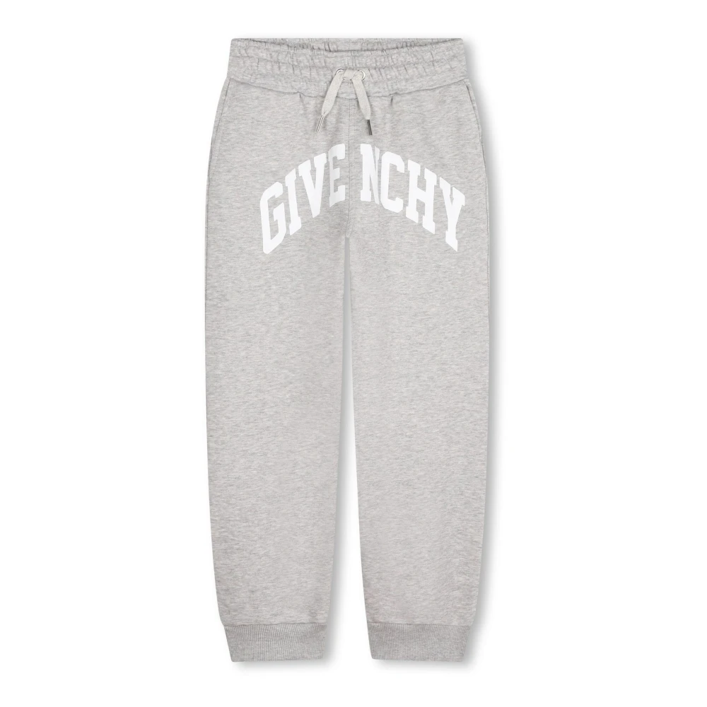 Givenchy Boys Gray Kids Grey Trousers With Logo Print