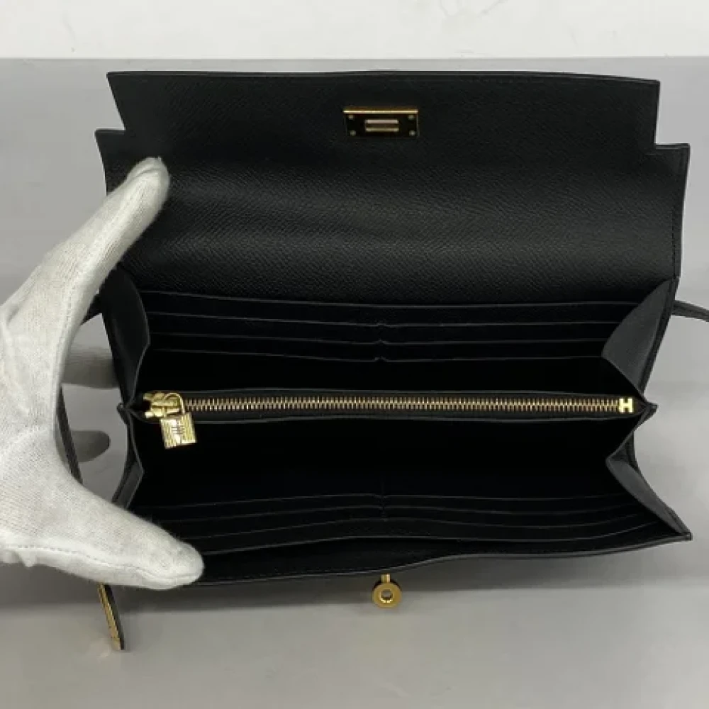 Hermès Vintage Pre-owned Leather wallets Black Dames