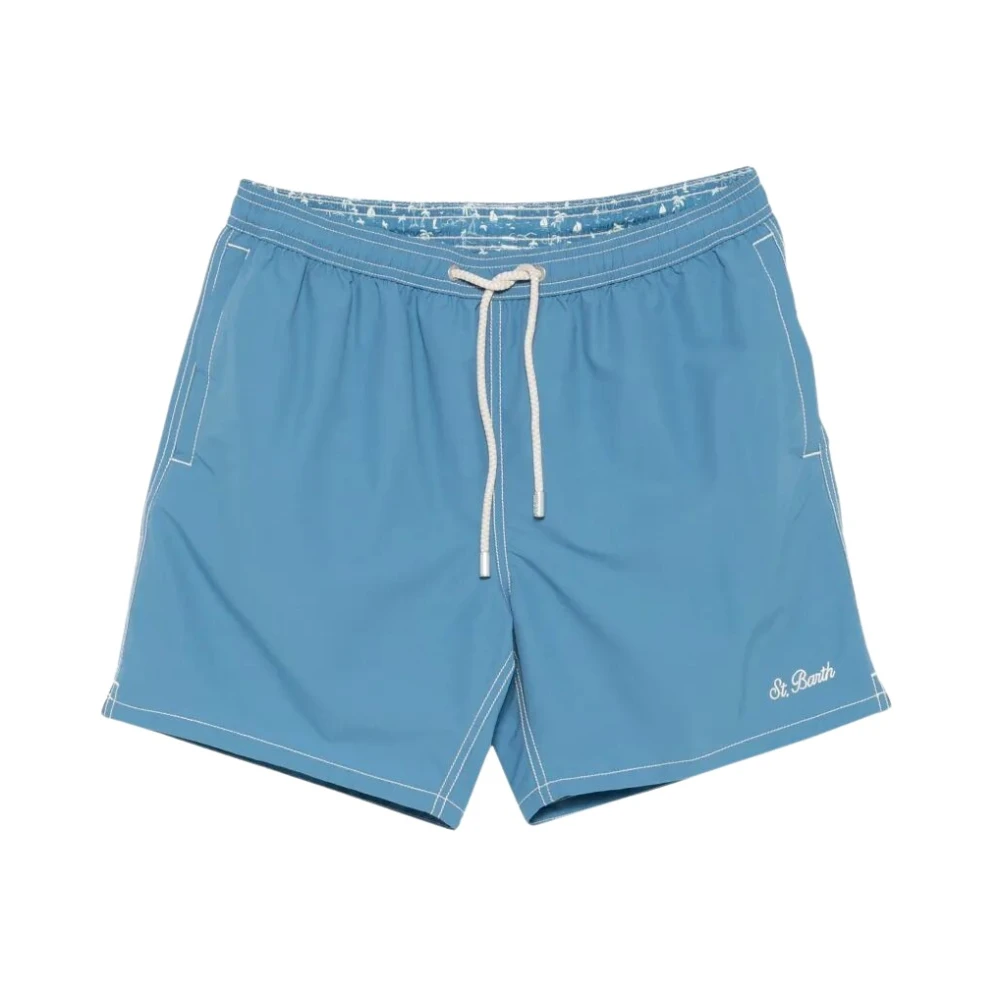 Mc2 Saint Barth Men's Blue Beachwear, Xl, Patmos Mid-Length Swim Shorts