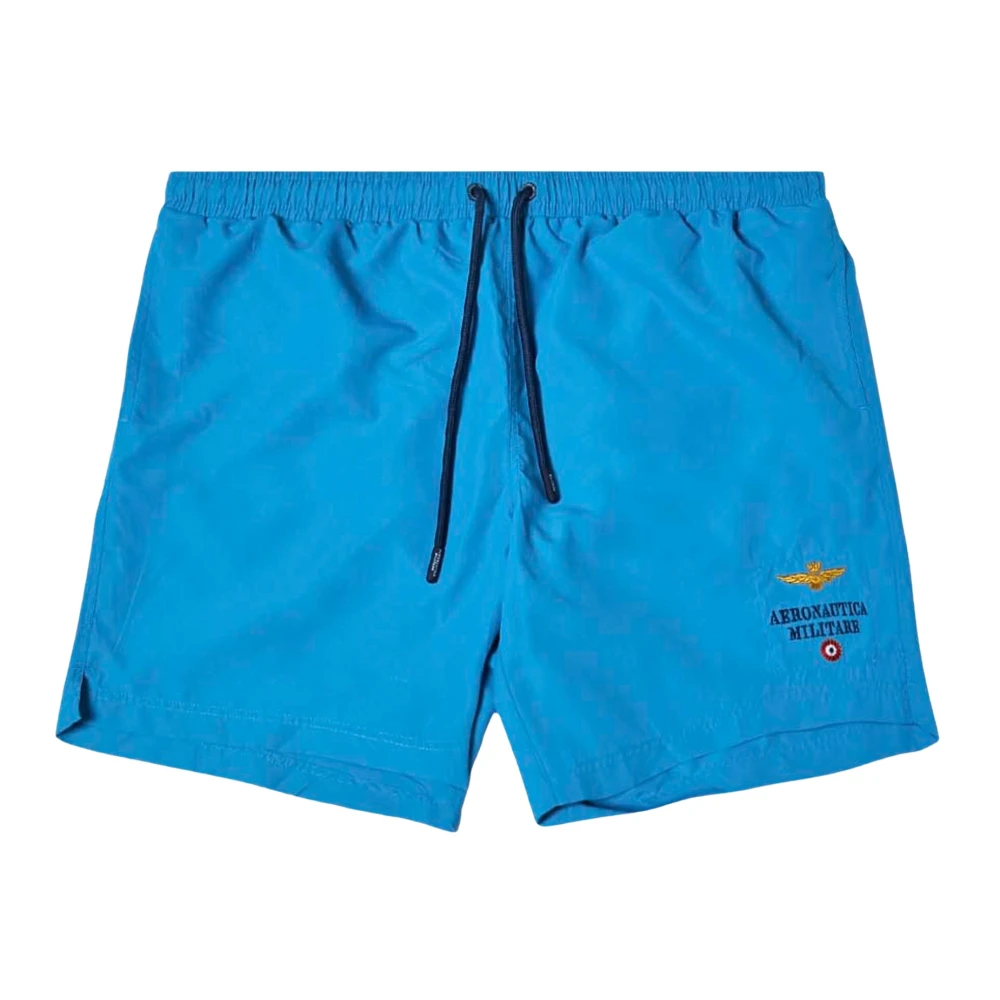 Aeronautica Militare Men's Blue Embroidered Logo Swim Shorts - Beachwear - 4XL - Swimwear