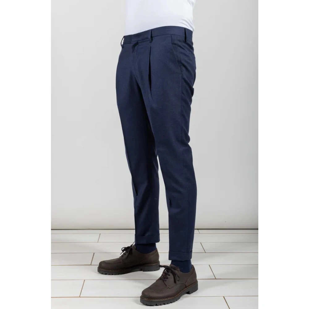 Briglia Blauwe wollen broek met plooien Blue Heren