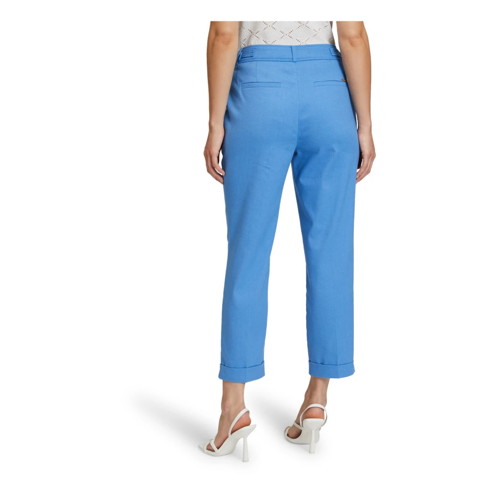 Betty & Co Hoge taille pantalon met vouw Blue Dames