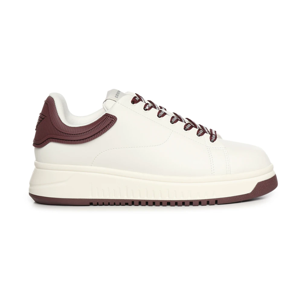 Emporio Armani Leren Sneakers met Veters Heren Schoenen Wit