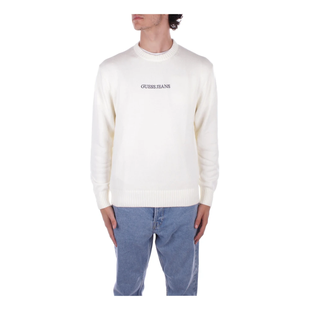 Guess Witte trui met logo op de voorkant White Heren