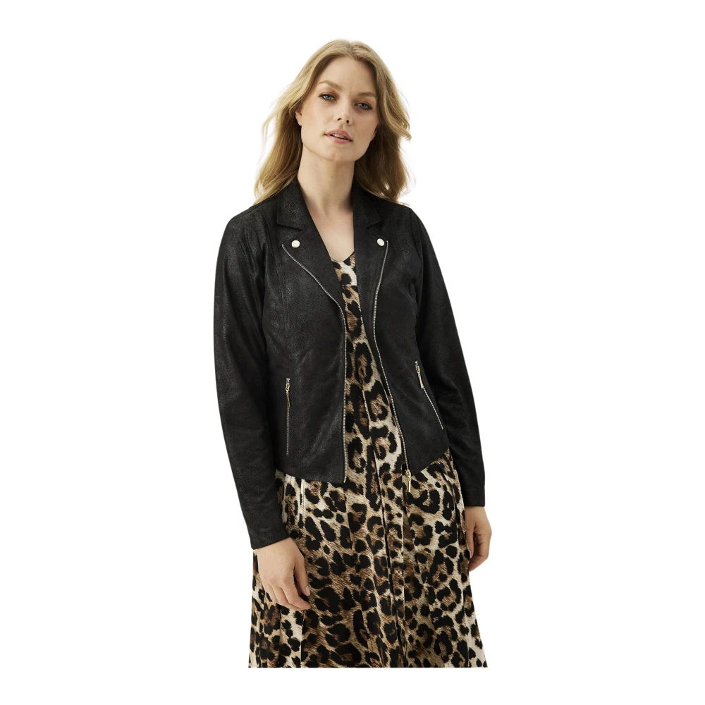 IN Front Zwarte Blazer Jas met Ritszakken Black Dames