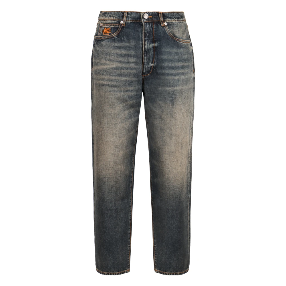 ETRO Straight-leg Jeans met Gewassen Effect Blue Heren