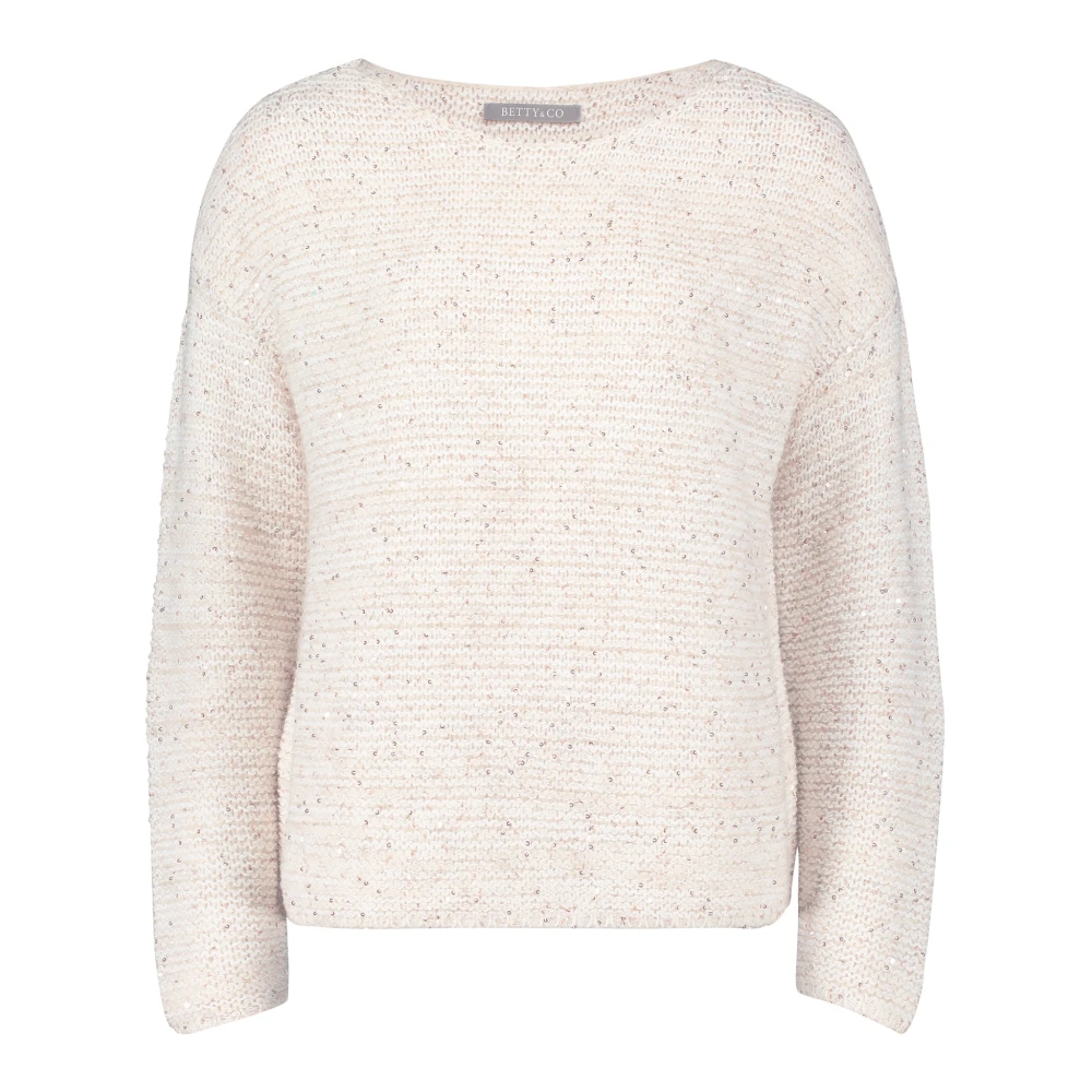 Betty & Co Gebreide trui met pailletten Beige Dames