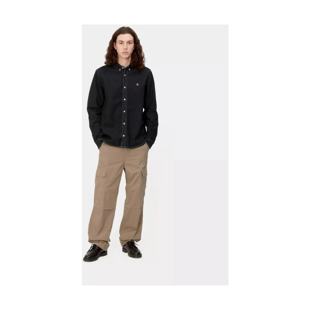 Carhartt WIP Reguliere Cargo Broek Leer Gewassen Beige Heren