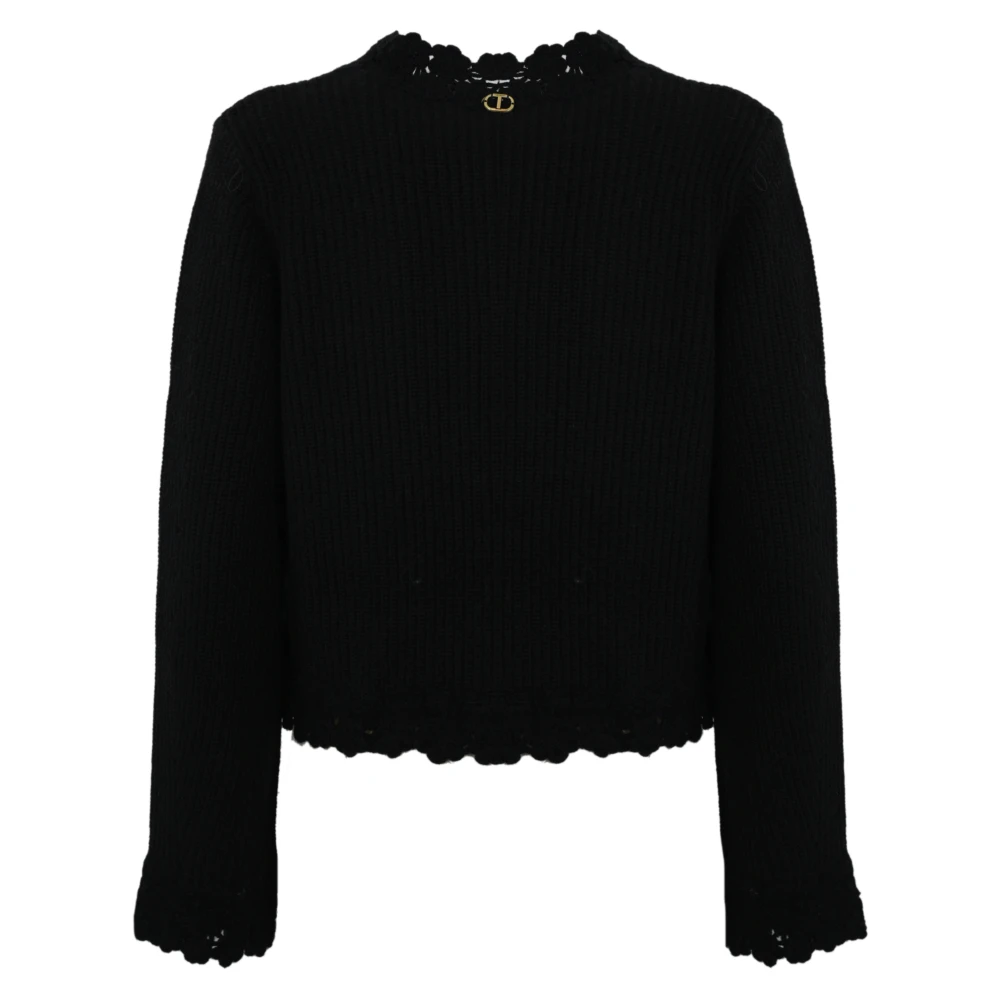Twinset Zwarte Gehaakte Gebreide Jas Black Dames