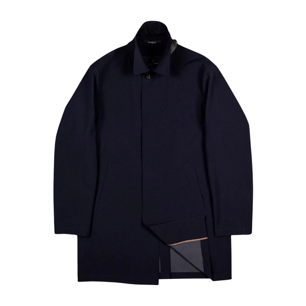 Montecore Men's Blue Mid Length Raincoat - Single-Breasted Coats - 3XL - Coats