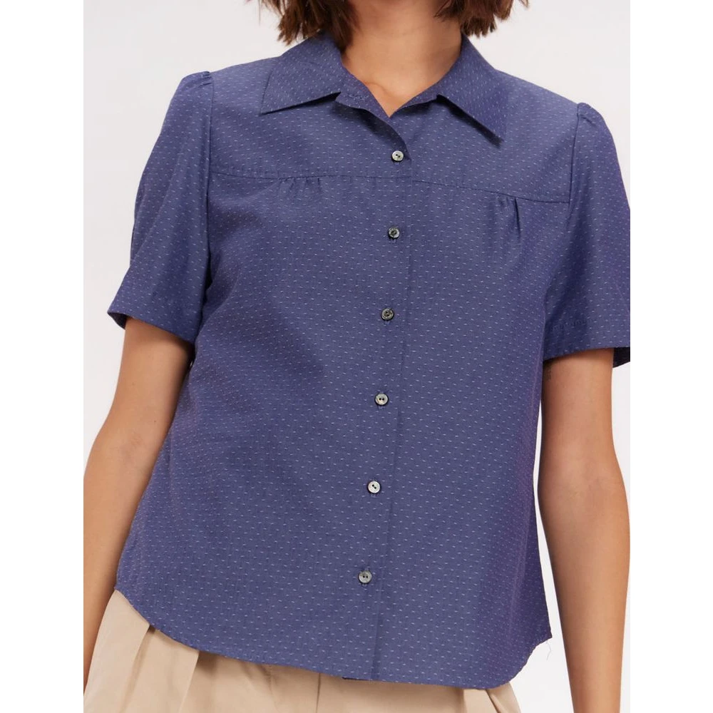Ines De La Fressange Paris Blauwe korte mouwen blouse zomerstijl Blue Dames